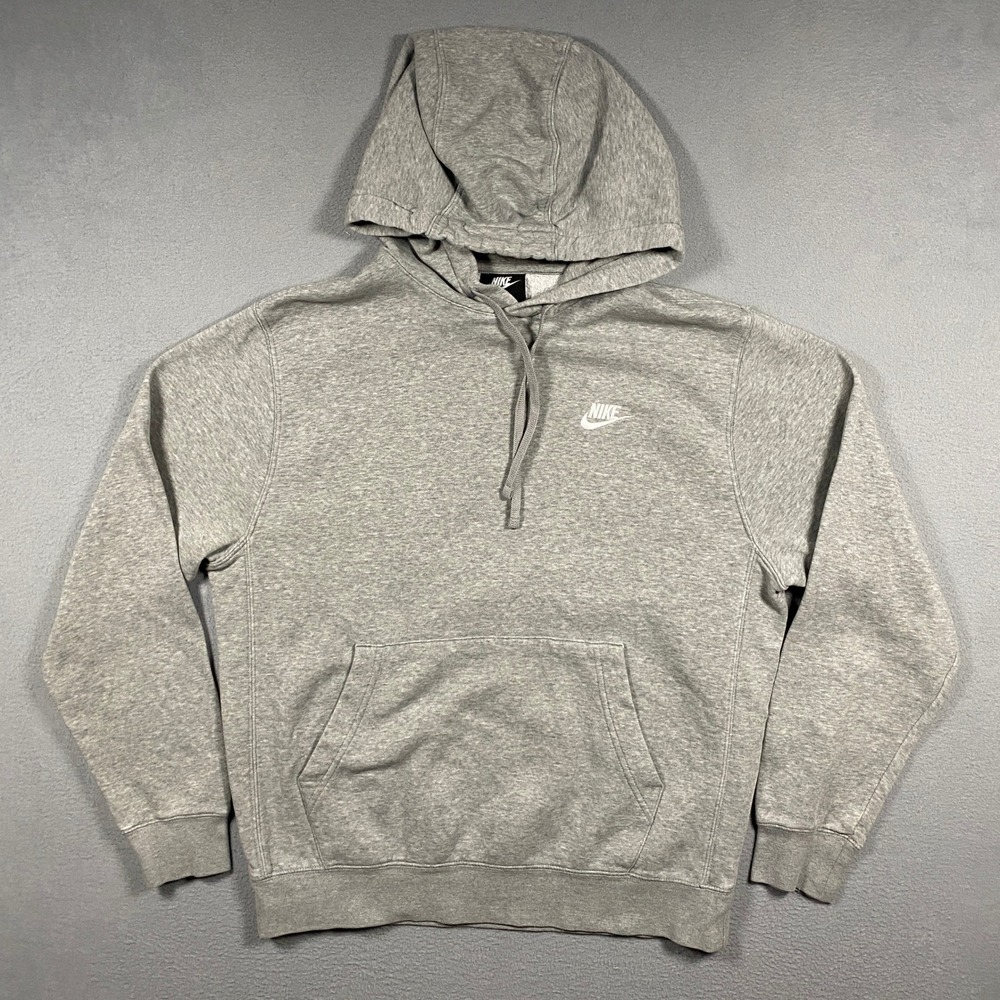Nike Hoodie Mens Medium Grey Sportswear Club Fleece Pullover BV2654-063